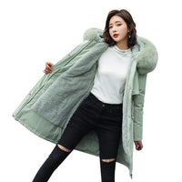 Winter Jacket 2024 New Women Parka Long Coat Wool Liner Hooded Jacket Fur Collar Thick Warm Snow Wear Padded Parka Down Coat