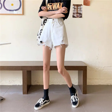 Denim Shorts Women's New 2026 Summer Thin High-waisted A-shaped Wide-leg Pants Slim Shorts