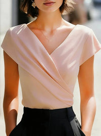 2026 Summer New Style for Women, Slim, Comfortable and Versatile Cross V-neck Short-sleeved Tops for Women