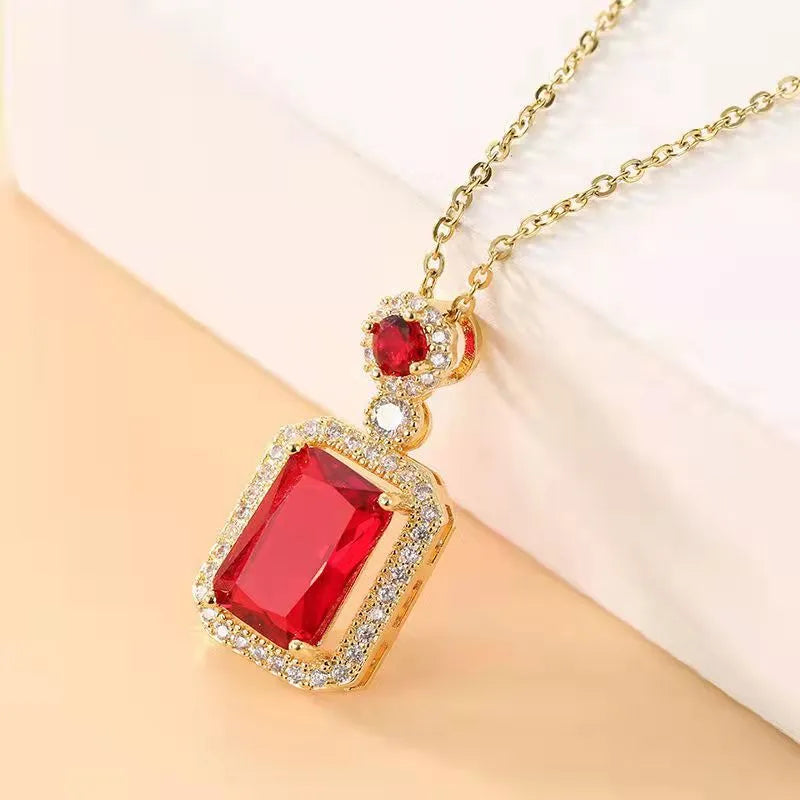 316L Stainless Steel Luxury Cz Square Adjust Necklace For Women Aesthetic Romantic Sweet Wedding Party Jewelry Accessories