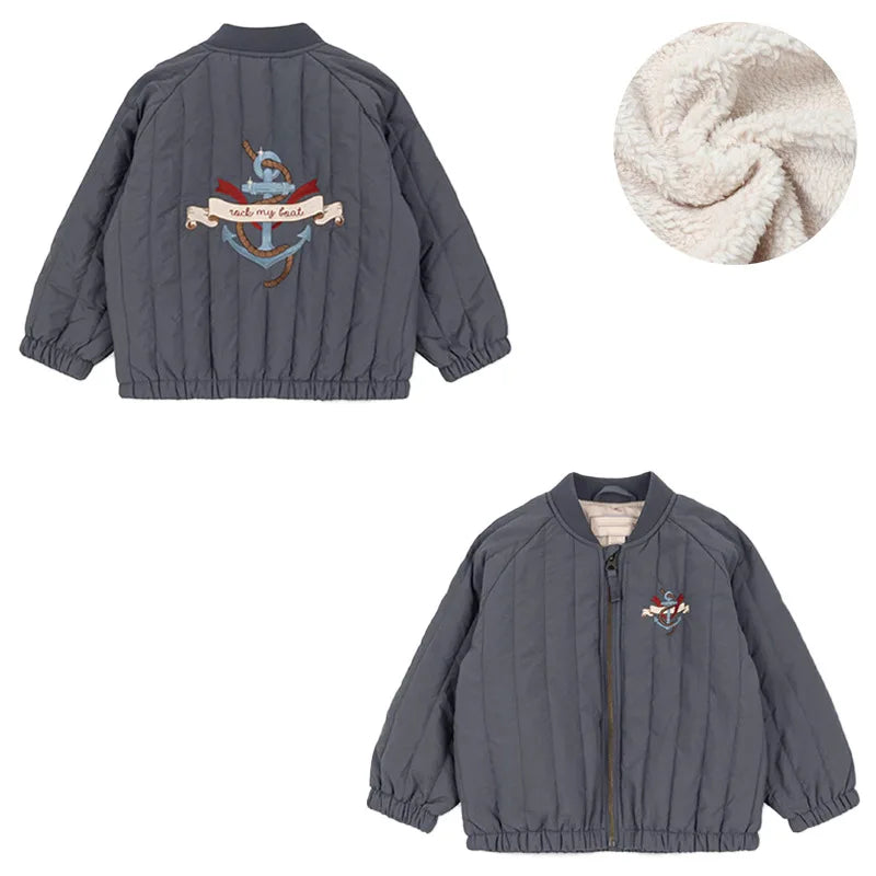 Children's coats for autumn and winter ks new collection Girls' embroidered sequined thickened wool jacket flight suit coat