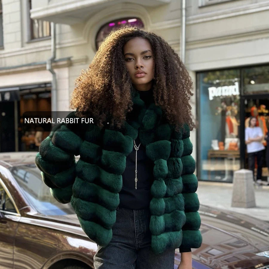 Short rabbit fur jacket shop