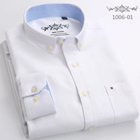 Classic fit cotton Full Casual shirts for men solid color long-sleeve plain shirt single pocket top soft slim fit formal clothes