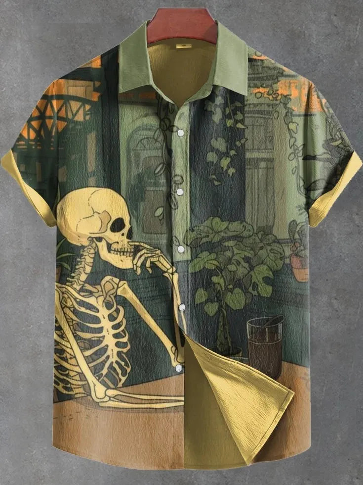 Fashion Men's Hawaiian Graphics Shirt Short Sleeved Button Down Lapel Shirt For Summer Oversized Tops  Casual Shirts For Men