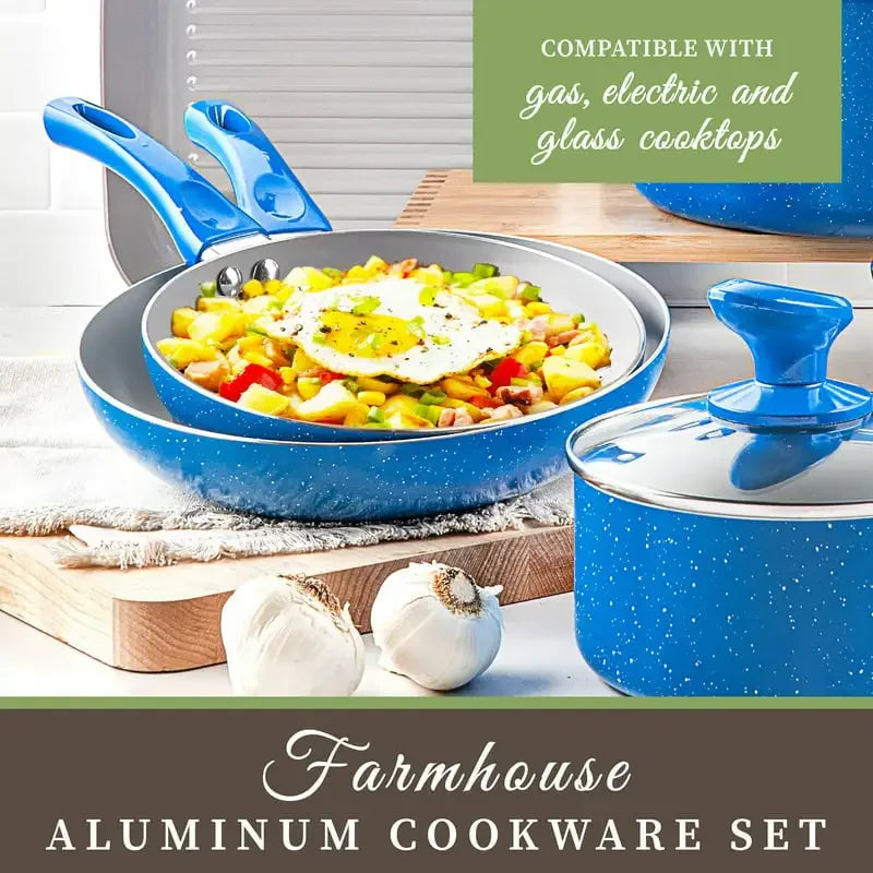 Diamond Farmhouse 13 Piece Pots and Pans Set, Nonstick Cookware Set