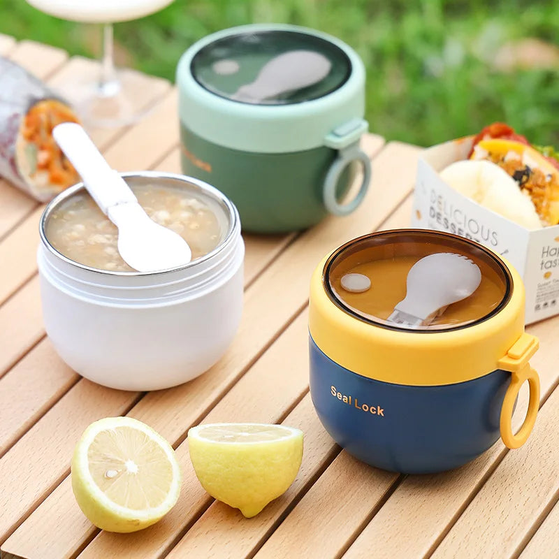 600ml Food Thermal Jar Insulated Soup Cup Thermos Containers Stainless Steel Lunch Box Thermo Keep Hot Vaccum Cup With Spoon