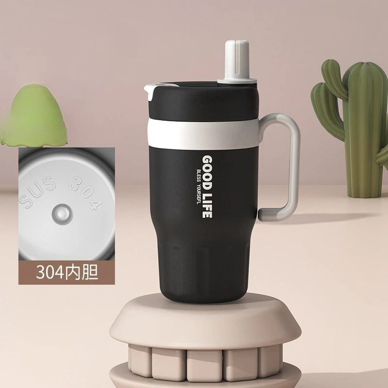 304 Stainless Steel Insulated Water Bottle 620/720ml Car Ice Cup Thermos Straw Cup Coffee Tumbler Cold and Hot Vacuumm Cup