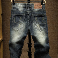 Jeans Mens Denim Pants Slim Fit Retro Stretch 2024 Spring and Autumn Trousers for Man Streetwear Moto Biker Jeans High Quality