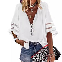 Summer Women Print Tees Shirts Loose Vintage Zipper Off Shoulder Sexy Hole Blouse Top Loose 2024 Casual Short Sleeve Tops