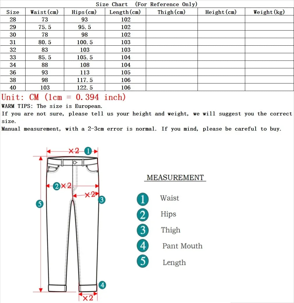 New High Quality Men's Trend Yellow Red White Jeans 2024 Spring Autumn Male High Waist Casual Pants Classic Brand Denim Trousers