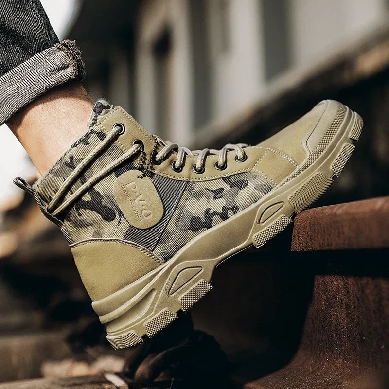 Boots For Men Autumn High Top Camouflage Desert Casual Flats Mens Boot Breathable Non Slip Work Shoes Zapatillas Hombre