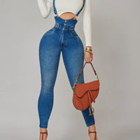 Waist Tightening and Hip Lifting Shoulder Strap Pants Slim Fitting Fashionable Jeans Ultra-low Price Comfortable Streetwear