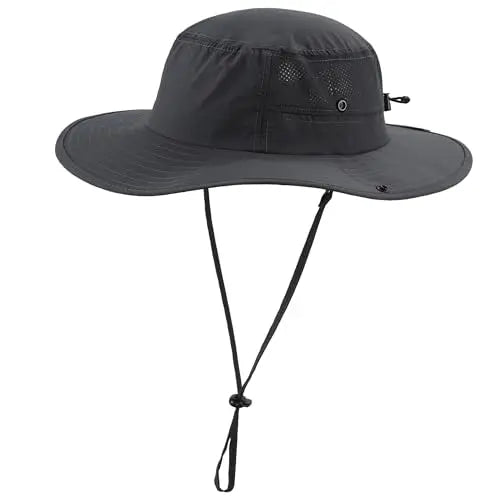 Connectyle UPF50+ Mens Sun Hat Wide Brim Adjustable Womens UV Protection Beach Bucket Hat for Fishing Hiking Snap Up Cowboy Hat