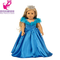 18 Inch Dolls Pink Wedding Dress with Crown for 43cm Baby Doll Dress for 18" American Og Girl Doll Clothes