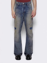 MIJKO Washed Frayed Vintage Jeans Pants Mens Straight Retro Casual Denim Trousers Cargos FJ069