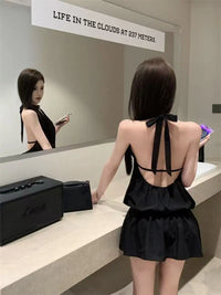Y2K's new solid-color halter-neck backless dress is a sexy, elegant and slimming short skirt for women in summer