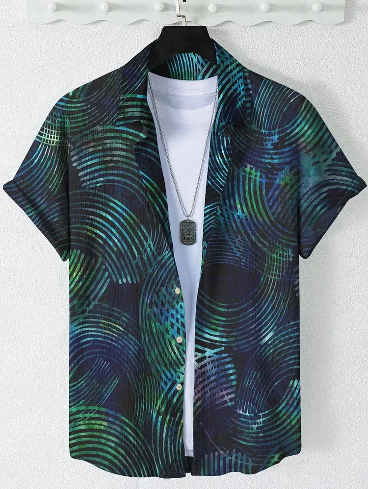 Fashion Men's Hawaiian Graphics Shirt Short Sleeved Button Down Lapel Shirt For Summer Oversized Tops  Casual Shirts For Men