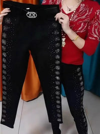 Women Jeans Autumn Spring 2025 Fashion High Waist Hot Drill Slim Cotton Elastic Denim Trousers Elegant Casual Black Pencil Pants