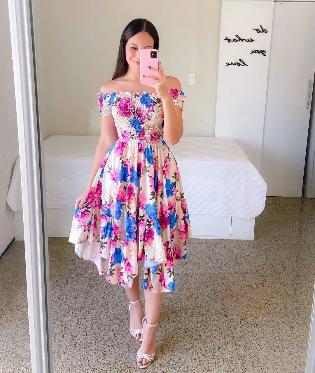 Vestido Bohemio Informal Holgado De Verano Para Mujer, Manga Corta, Cuello En V, Cintura Alta Elástica, 2025