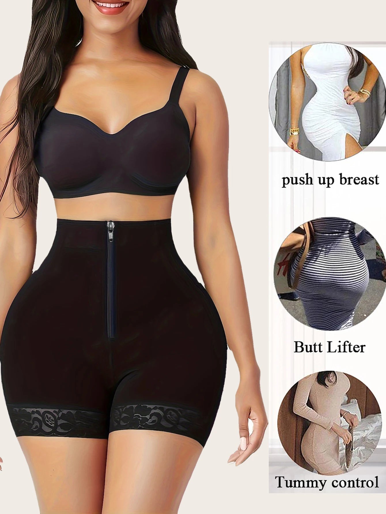 Lace Trim Sculpting Panties, Comfy & Breathable Butt Lifting Panties, Women's Lingerie & Underwea