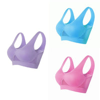 3PCS/lot Hollow out Breathable Sports Bra With Pad Plus Size Seamless Vest For Women Active Wirefree Brassiere Push Up Bra S-6XL