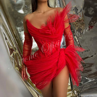 New Mini Red Cocktail Homecoming Dresses for Women Tulle Sleeveless Above Knee Prom Party Elegantes Para Mujer Vestidos 2023