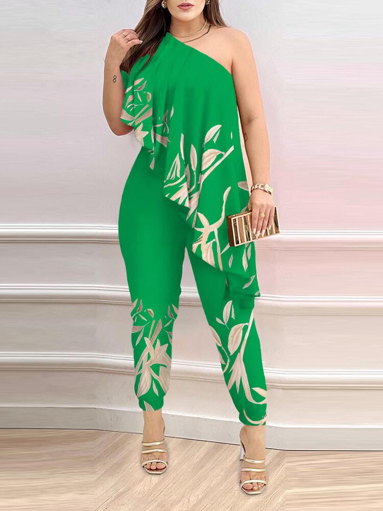 2023 Sexy New Fashion Printed One Shoulder Jumpsuit