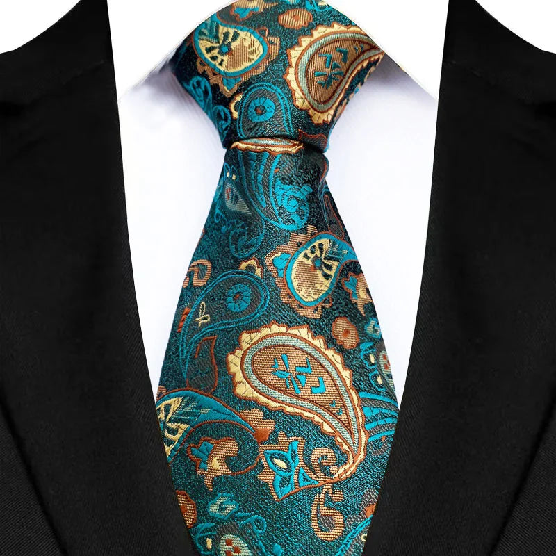 Luxury 8CM Mens Necktie Floral Paisley Classic Ties For Man Groom Jacquard Woven Neck Tie Business Wedding Party