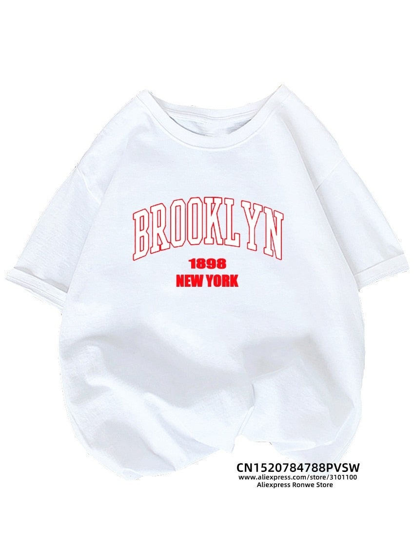 New York Brooklyn Women Graphic Printed T Shirt Girl Fashion O-neck 2023 Streewear Clothes Causal Female Y2K Tops Tee