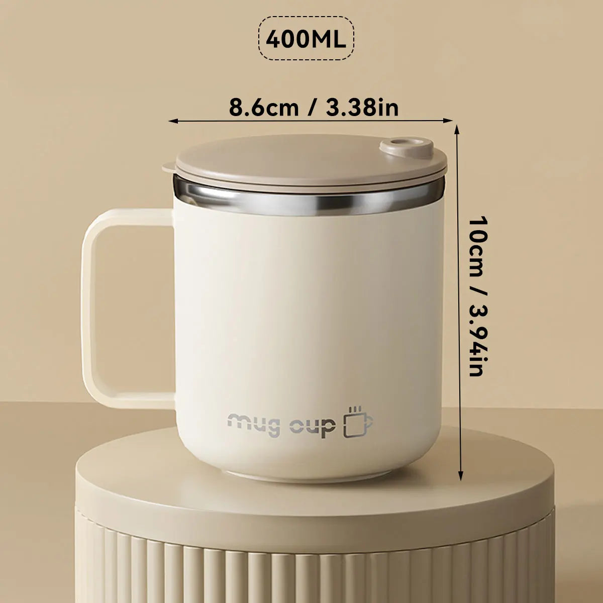 400ML Insulated Coffee Mug With Sliding Lid 304 Stainless Steel Double Wall Water Cup Sealed Milk Coffee Cup Student Drinkware