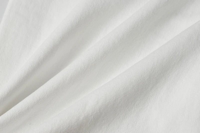 Mens White Jeans Pants Slim Fit Streetwear Distressed Black Denim Overalls Retro Y2k Solid Color Straight-leg Jeans Men Ripped