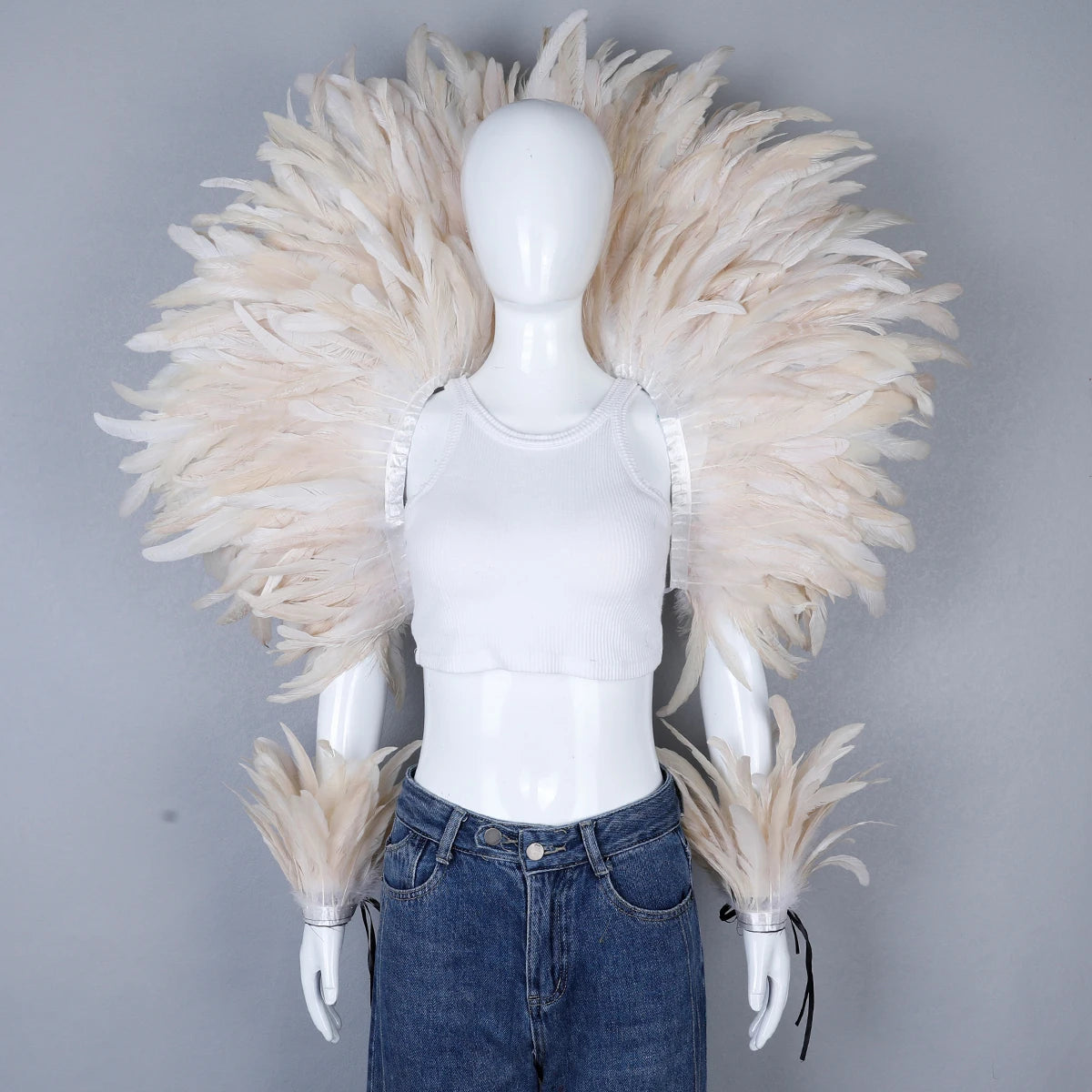 Elegant Women's 2-Piece Shawl Set Cosplay Feather Punk Style for Halloween Masquerade Ball Party Carnival New