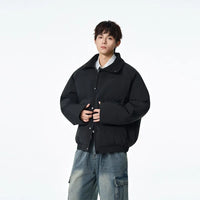Winter Men's Cotton Jacket, Simple and Pure Color, Loose and Trendy,Versatile,Thickened Cotton Jacket,Stand Collar Cotton Jacket