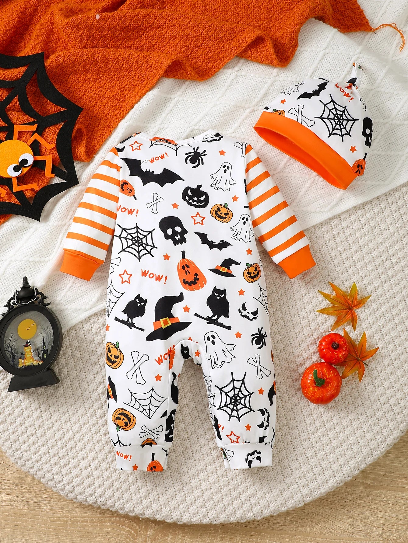 Winter  0-1  Years  Old   Infant  Baby  Boys  Halloween  Elements   Long   Sleeved   Jumpsuit