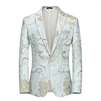 New Men Fashion Flower Suit Luxury Jacquard Jacket Homme Wedding Ball Party Single Button Blazer Singer Stage Performance Coat