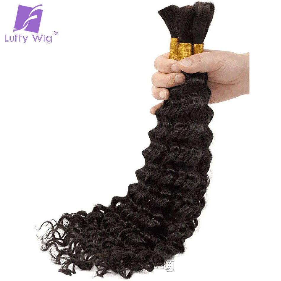 Burmese Full Double Drawn Deep Wave Human Hair Bulk for Braiding No Weft Remy Human Hair Bulk Bundles Braiding Hair Extensions