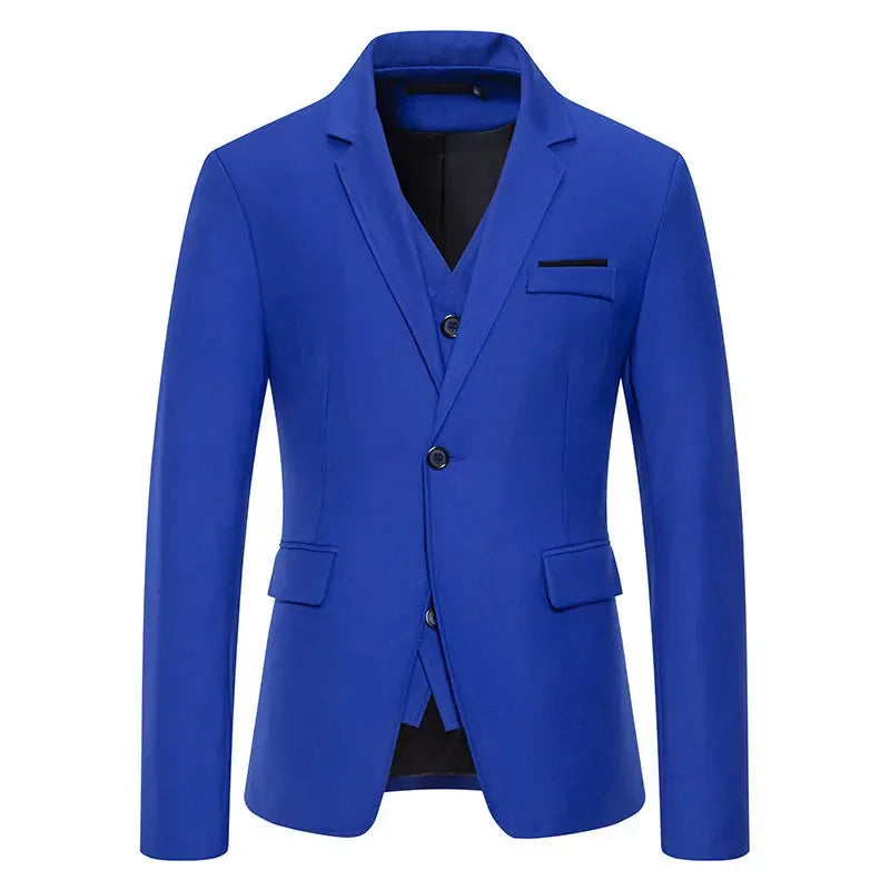 Black Men Fake Two Piece Suit Jacket, Royal Blue Fashion Men's Business Social Blazers,White Wedding Prom Party Dress Coat.