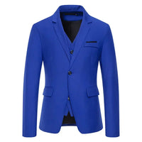 Black Men Fake Two Piece Suit Jacket, Royal Blue Fashion Men's Business Social Blazers,White Wedding Prom Party Dress Coat.