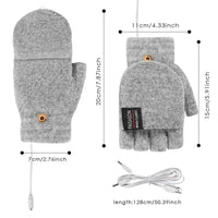 Winter Half-finger Double-sided USB Heating Gloves Lip Cover Wool Warmth Fingerless Mittens 5V Skiing Fishing Heated Glove