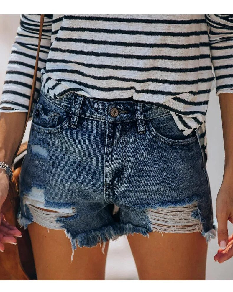 2020 Hot sale summer women's ripped jeans shorts fashion casual slim denim shorts office ladies shorts clothing S-2XL