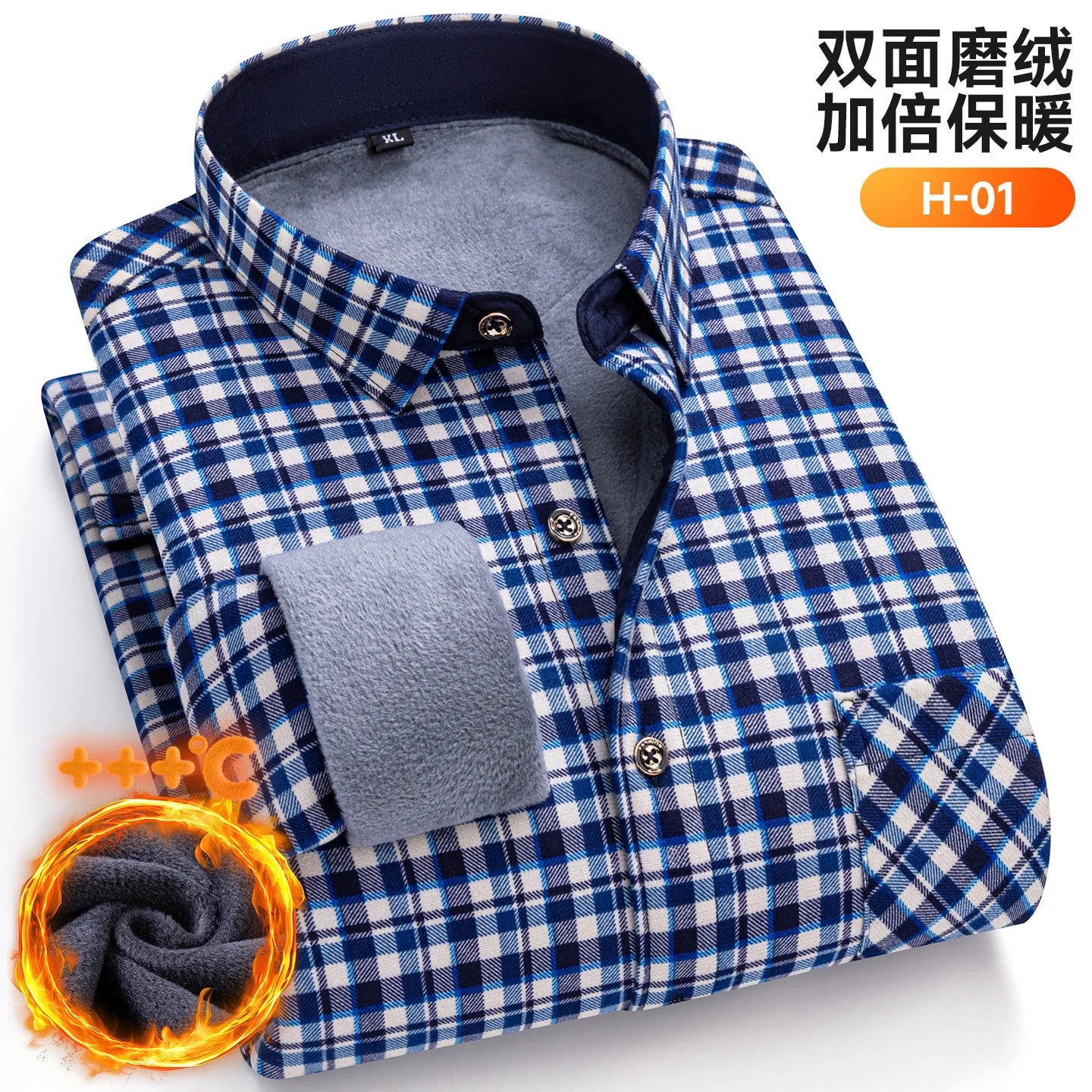 Winter Warm Men's Plaid Shirts Thickened Flannel Casual Menswear Long Sleeve Plus Size Office Workwear Casual Male Check Shirts