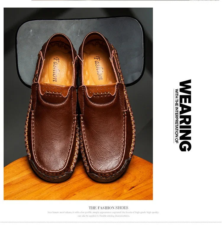 Mens Loafers Breathable Slip on Italian Driving Shoes Chaussure Homme Genuine Leather Men Handmade Casual Shoes