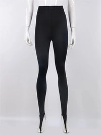 Fashionable winter black high waisted tight Y2K women's pants sexy shiny casual club 2025 tight pants