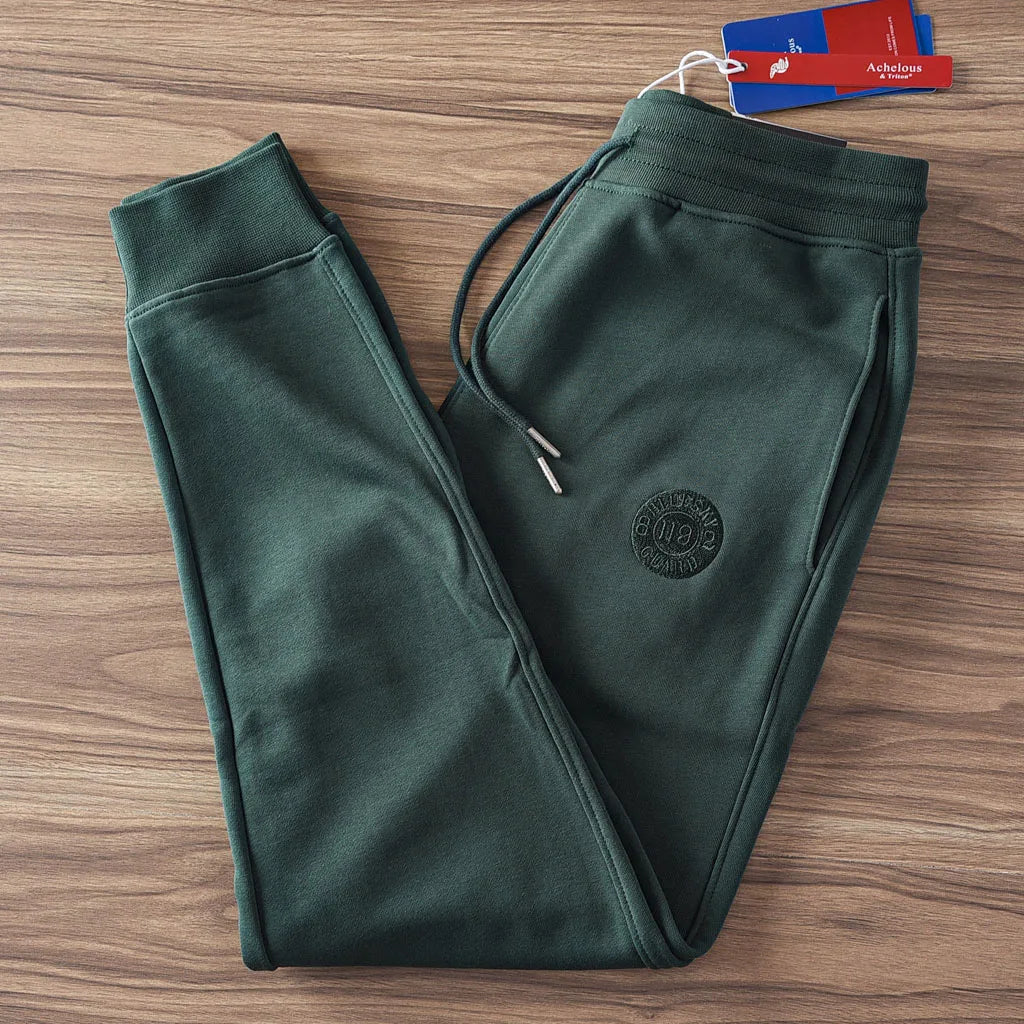 Spring New American Retro Terry Cloth Letter Embroidery Sweatpants Men's Simple Washed Drawstring Casual Sports Ankle-tied Pants