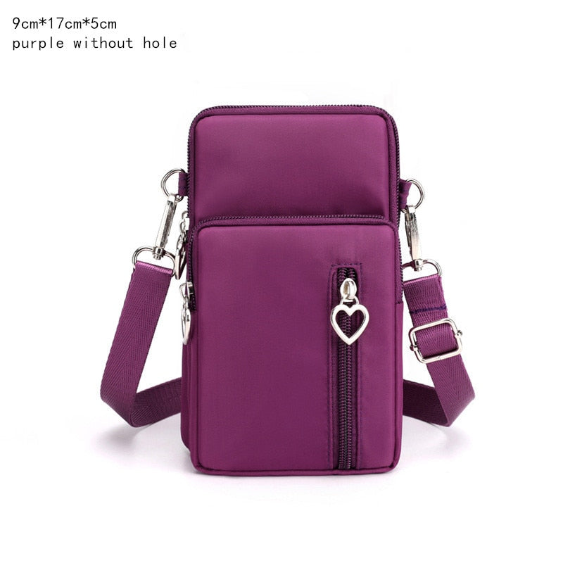 Women&#39;s Mini Shoulder Bag Oxford Waterproof Handbag Wrist Pouch Wallet Sports Cell Mobile Phone Bag Crossbody Bags for Girls