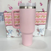 Stainless Steel Vacuum Insulated Car Cup with Dual Straw Lid, Thermal Icy Travel Handle 40oz New