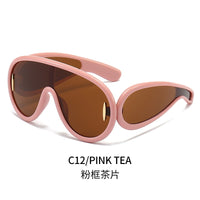 2023 New Fashion One Piece Big Frame Goggles Oversized Oval Sunglasses Women Men Trendy Hip Hop Sun Glasses