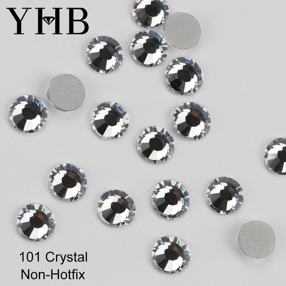 YHB 101-133Cold Fixation Crystal Cristales Flatback Silver Back Non Hotfix Rhinestones For Bags Shoes Garment Phone DIY Nail Art