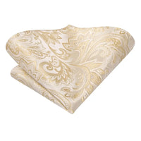 Hi-Tie Champagne Floral Paisley Silk Elegant Tie For Men Groom Wedding Men Necktie Pocket Square Cufflink Accessory Wholesale
