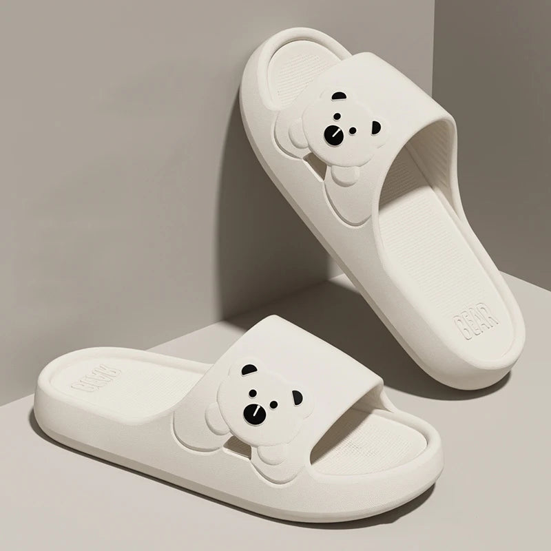 Summer Cartoon Bear Indoor Slippers for Women Lightweight Soft EVA Slides Woman Comfort Home Bathroom Non Slip Slippers